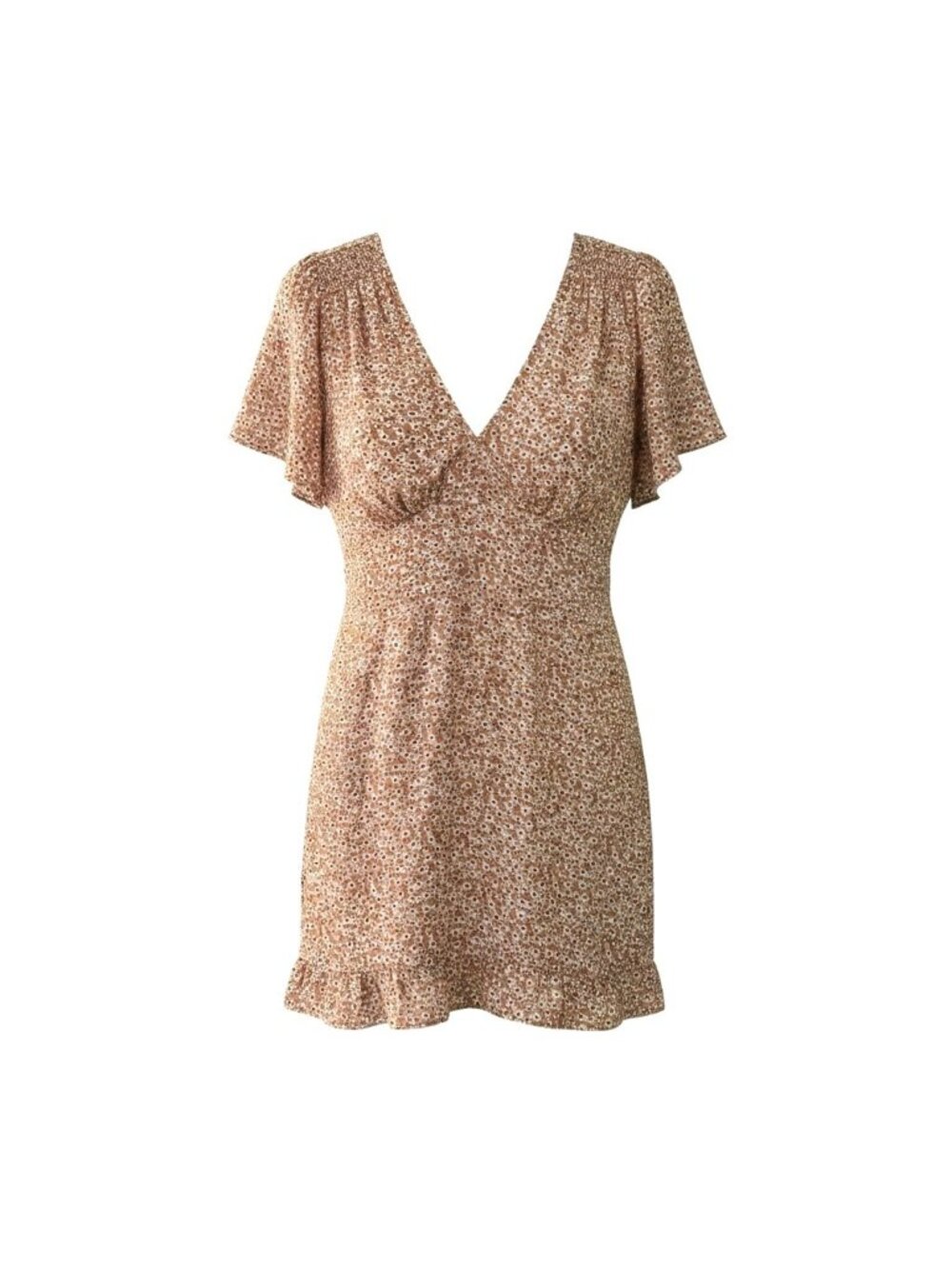Abercrombie & Fitch Mini Dress Women's Size XS Pink Smocked Floral Short Sleeves - Picture 2 of 16